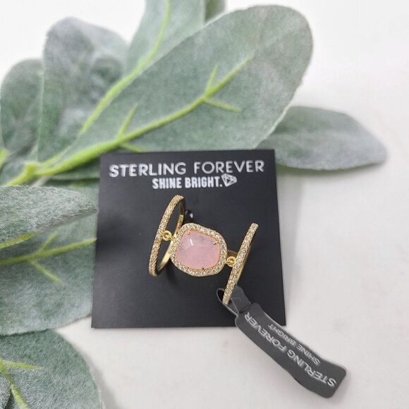 STERLING FOREVER Shine Bright Rose Quartz Ring Size 7 NWT - Picture 1 of 8